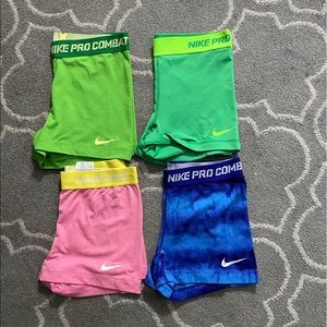 4 Pairs of Nike Pro Compression Shorts Medium